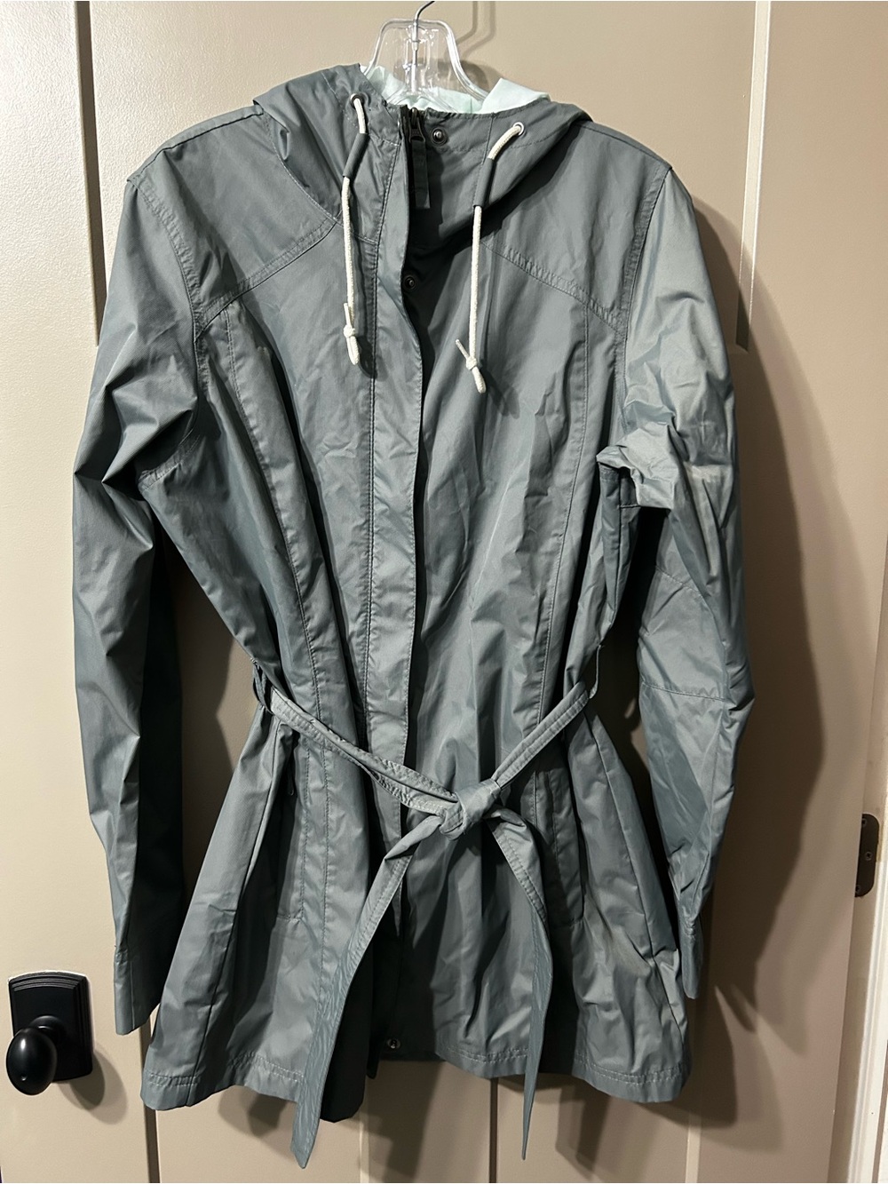 Columbia Slate Gray Hooded rain windbreaker Trench Coat